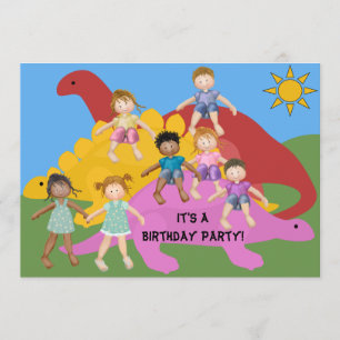Fête Avec Invitation Pour L'Anniversaire Des Dinos