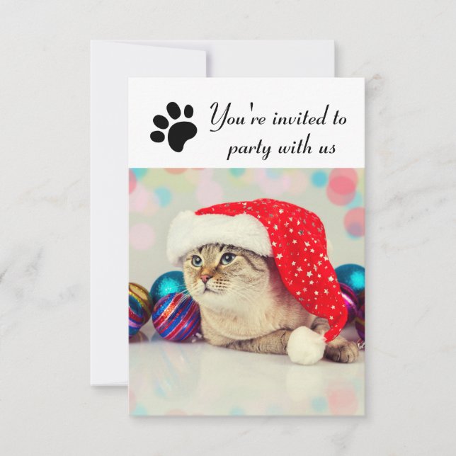 Fête avec nous Chat - 3x5 Fête Invitation (Devant)