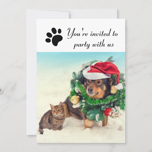 Fête avec nous chien et chat - Invitation à la fêt (Devant)
