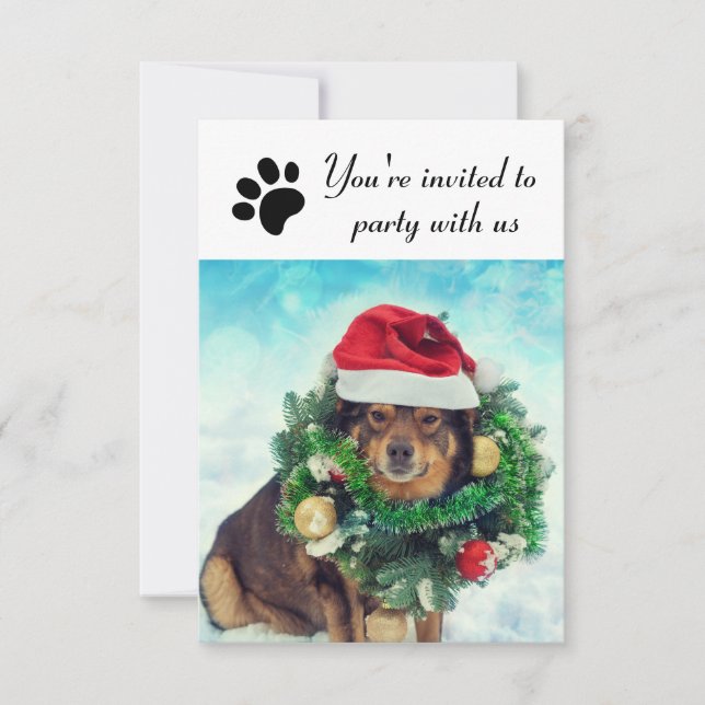Fête avec nous Chien - Invitation de fête de fin d (Devant)