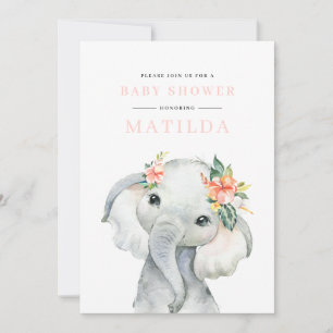 Fête baby shower d'éléphant aquarelle