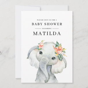 Fête baby shower d'éléphant aquarelle