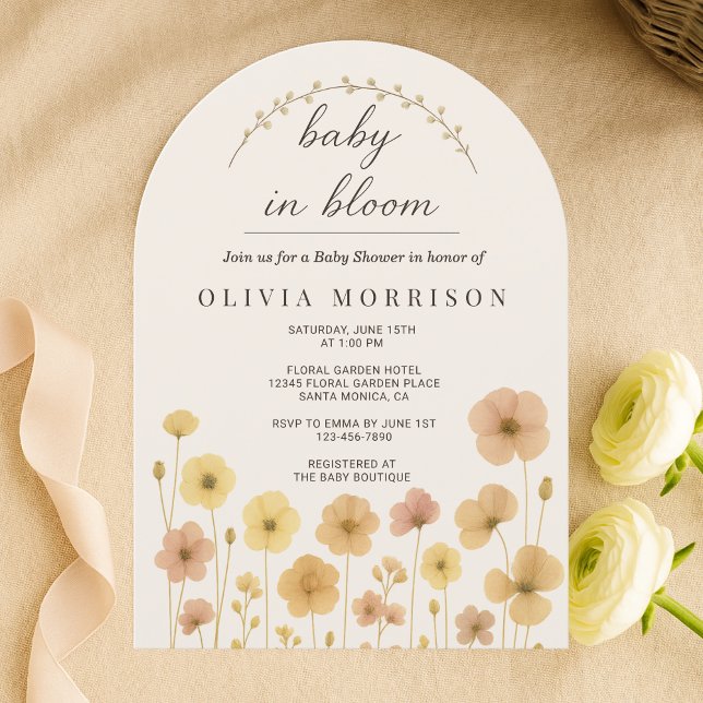 Fête Bébé Bohème en Fleurs Invitation Bébé Shower  (Créateur téléchargé)