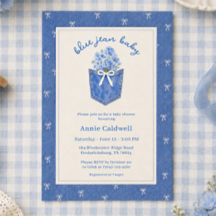 Fête Bébé Jean Bleu Invitation Baby Shower