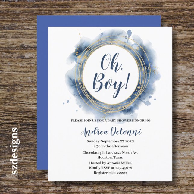 Fête Bleu Or  Oh garçon Baby Shower  (Créateur téléchargé)