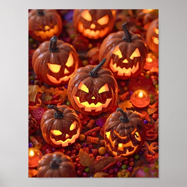 Fête citrouille - Poster d'Halloween cosy (Devant)