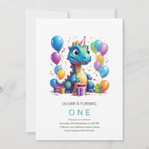 Fête comme dinosaure 1er anniversaire Invitation