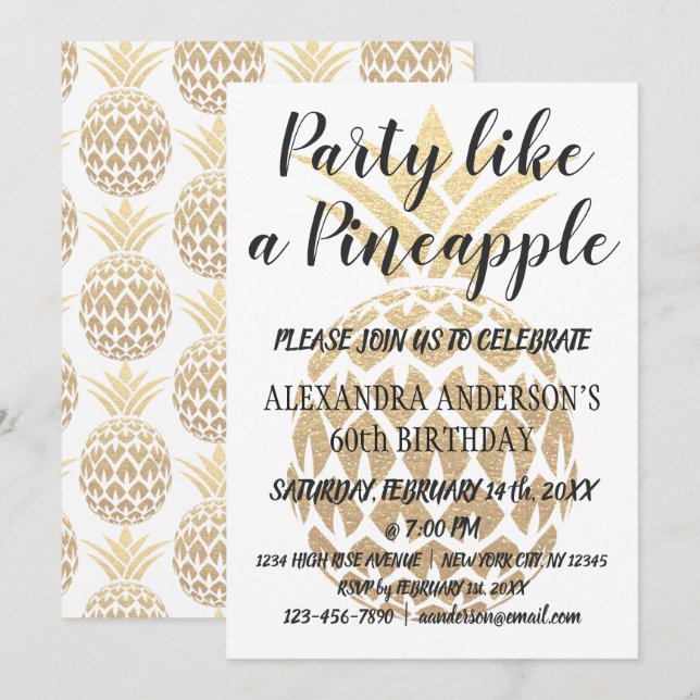 Fête comme un ananas 50e anniversaire Invitation (Devant / Derrière)