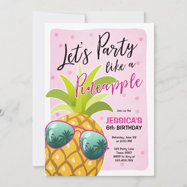 Fête comme un ananas invitation anniversaire Tropi (Devant)
