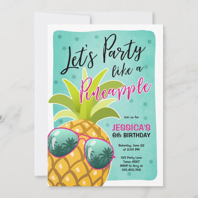 Fête comme un ananas invitation anniversaire Tropi (Devant)