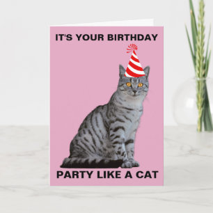 FÊTE COMME UN CHAT CARTE D'ANNIVERSAIRE
