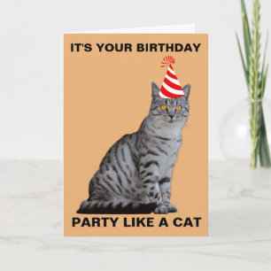 FÊTE COMME UN CHAT CARTE D'ANNIVERSAIRE