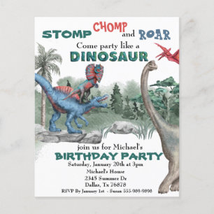 Fête comme un Invitation Dinosaure d'aquarelle d'a