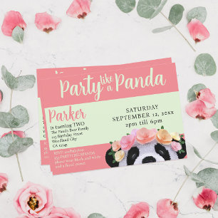 Fête comme une ours de panda Invitation d'annivers