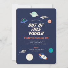 Fête cosmique Anniversaire 5x7 Invitation