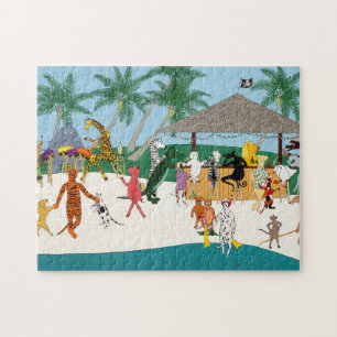 Fête d'animaux sur la plage Puzzle 11x14