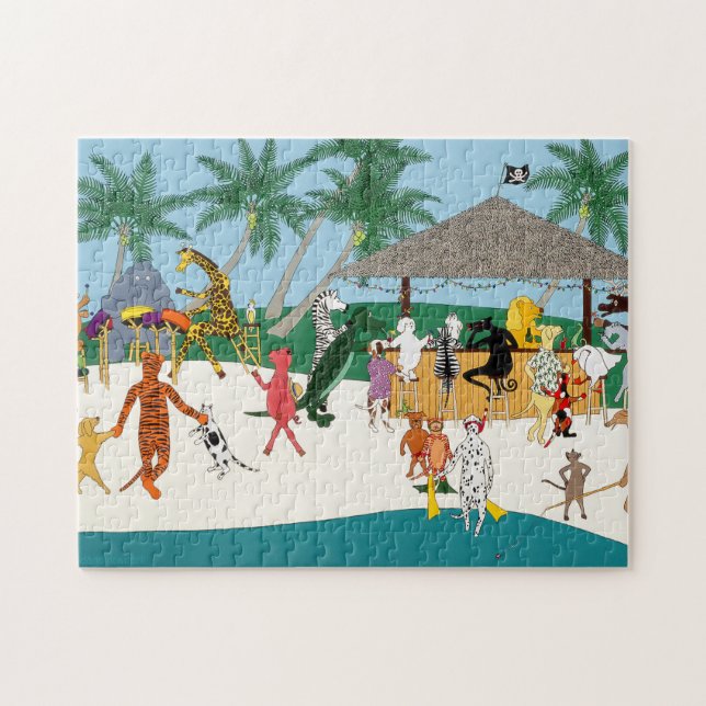 Fête d'animaux sur la plage Puzzle 11x14 (Horizontal)
