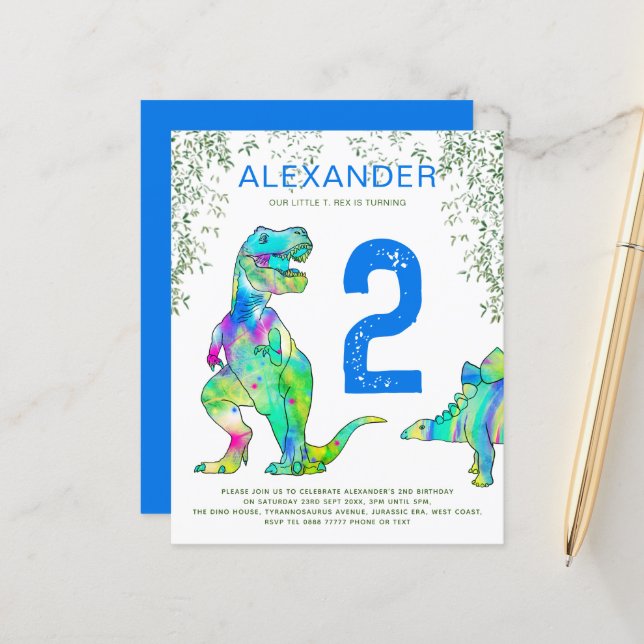 Fête d'anniversaire 2 ans dinosaure jungle budget  (Devant/Arrière en situation)