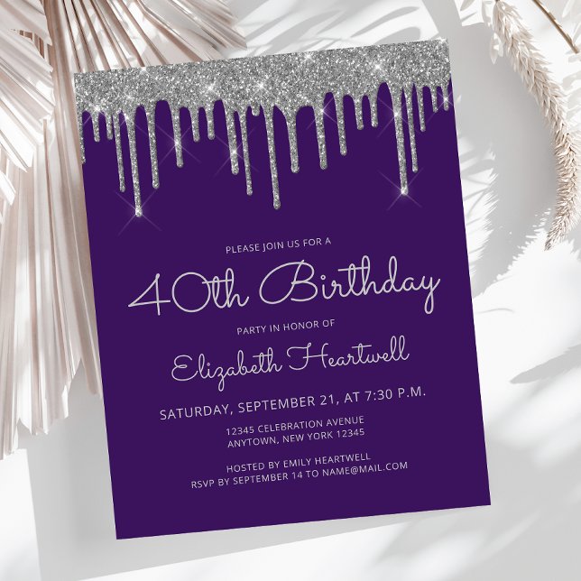 Fête d'anniversaire 40 ans Budget Violet Paillette (Créateur téléchargé)