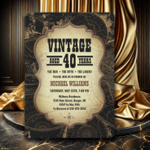 Fête d'anniversaire 40 ans thème Vintage Carte du 