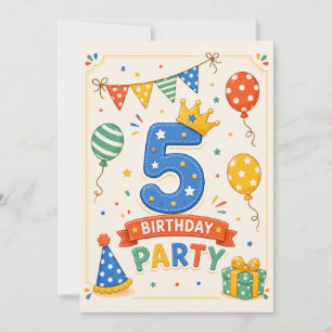 Fête d'anniversaire 5 ans colorée et personnalisée