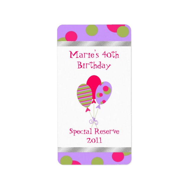 Fête d'anniversaire Accueil Vins faits Étiquettes (Devant)