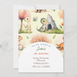 Fête d'anniversaire avec invitation de dinosaures