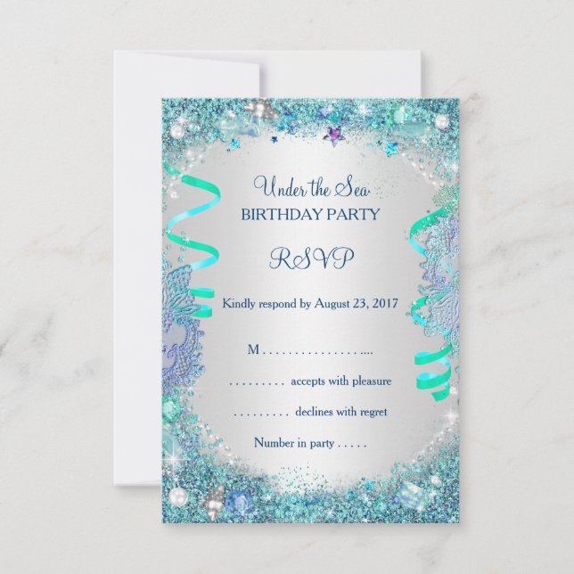 Fête d'anniversaire Blue Under The Sea RSVP (Devant)