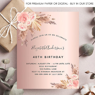 Fête d'anniversaire boho pampas herbe rose gold bu