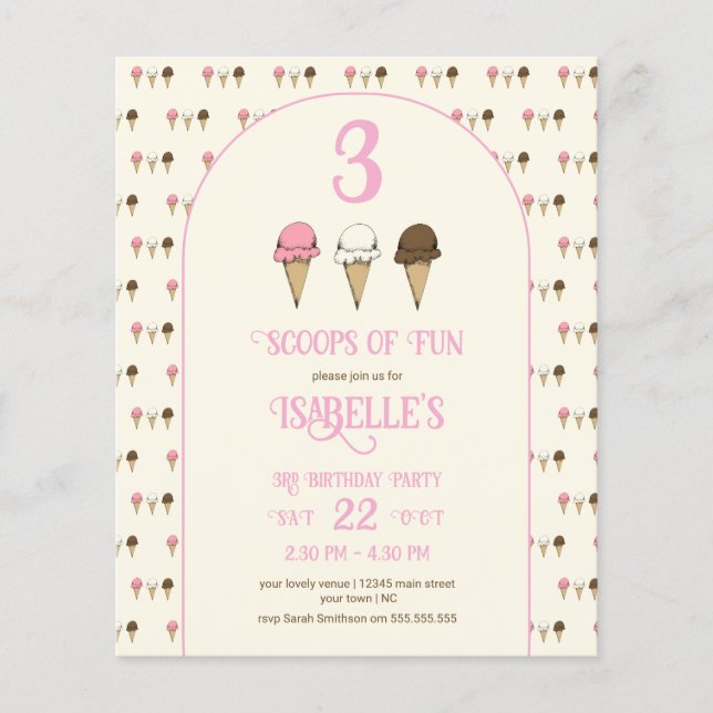 Fête d'anniversaire Budge 3 Scoops of Fun 3 ans  (Devant)
