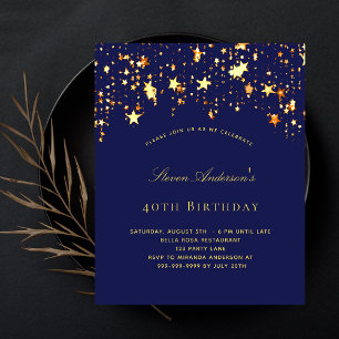 Fête d'anniversaire budget bleu marine étoiles dor