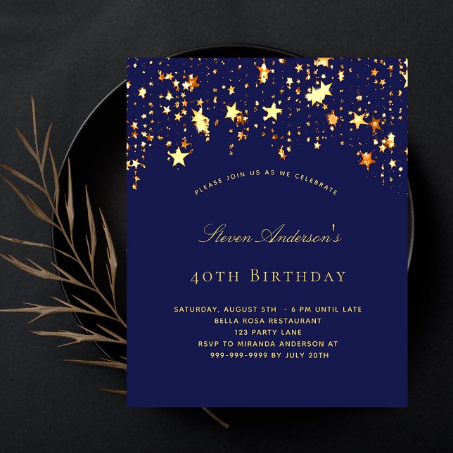 Fête d'anniversaire budget bleu marine étoiles dor (Créateur téléchargé)