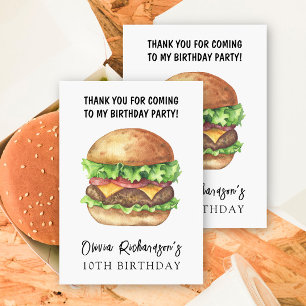 Fête d'anniversaire Burger Aquarelle Merci