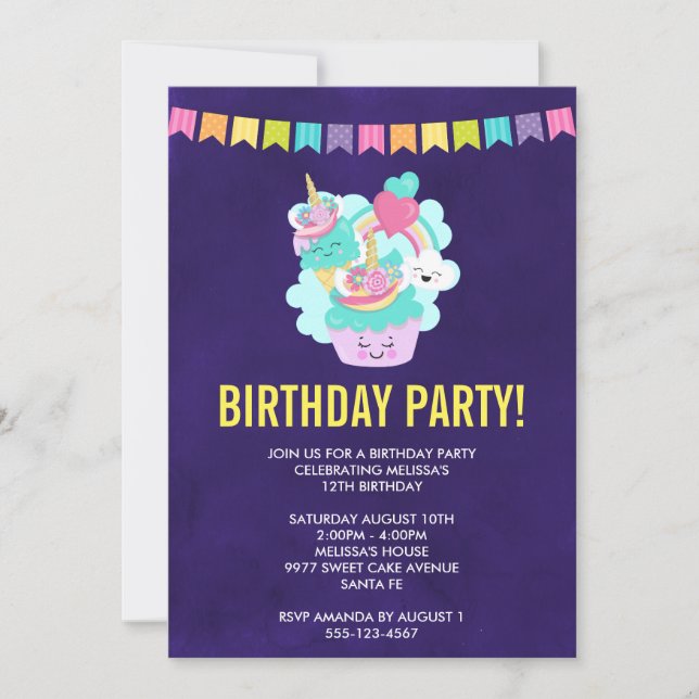 Fête d'anniversaire Cupcake et glace joyeuse (Devant)