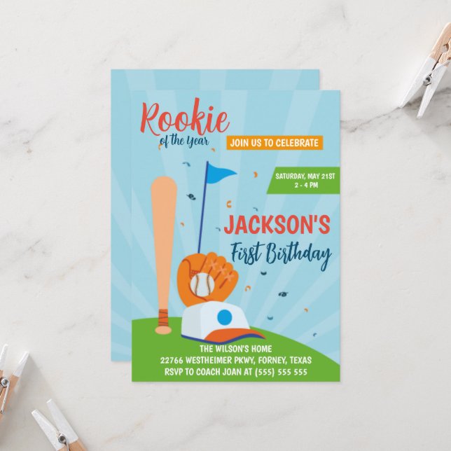 Fête d'anniversaire de 1 an de baseball Recrue de  (Devant/Arrière en situation)