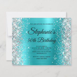 Fête d'anniversaire de 50 ans Bleu Turquoise Paill
