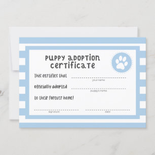 Fête d'anniversaire de chien Certificat d'adopti