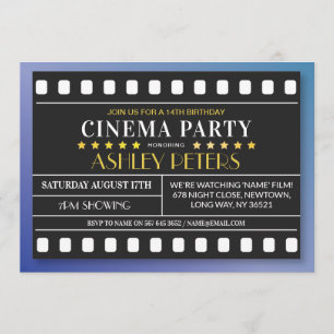 Fête d'anniversaire de cinéma tout invitation de