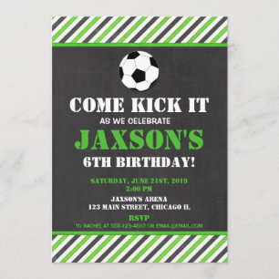 Fête d'anniversaire de football invitation vert no