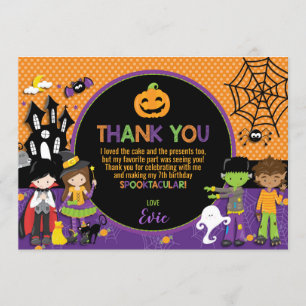 Fête d'anniversaire de Halloween Carte de remercie