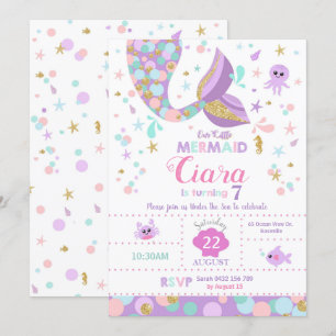 Fête d'anniversaire de la Mermaid Invitation Card 