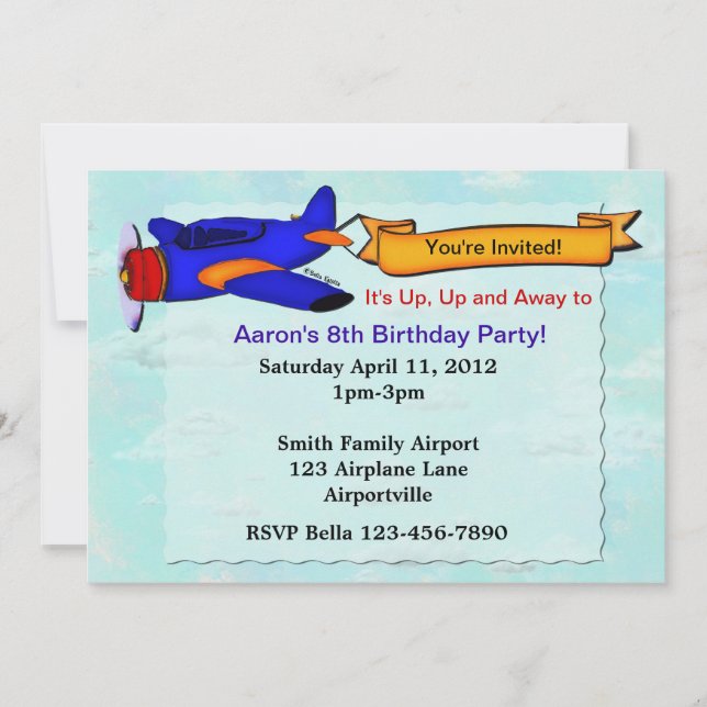 Fête d'anniversaire de l'avion Invitation personna (Devant)
