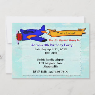 Fête d'anniversaire de l'avion Invitation personna