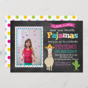 Fête d'anniversaire de Llama Pajama - Invitation p