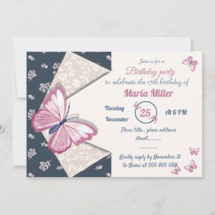 fête d'anniversaire de papillon bleu marine