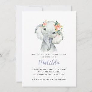 Fête d'anniversaire de petite fille d'éléphant aqu