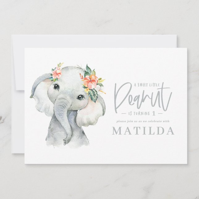 Fête d'anniversaire de petite fille d'éléphant aqu (Devant)