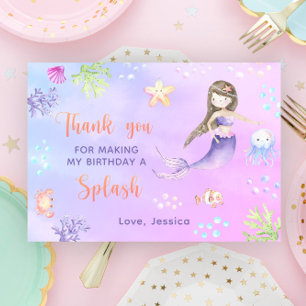 Fête d'anniversaire de sirène sous la mer Merci
