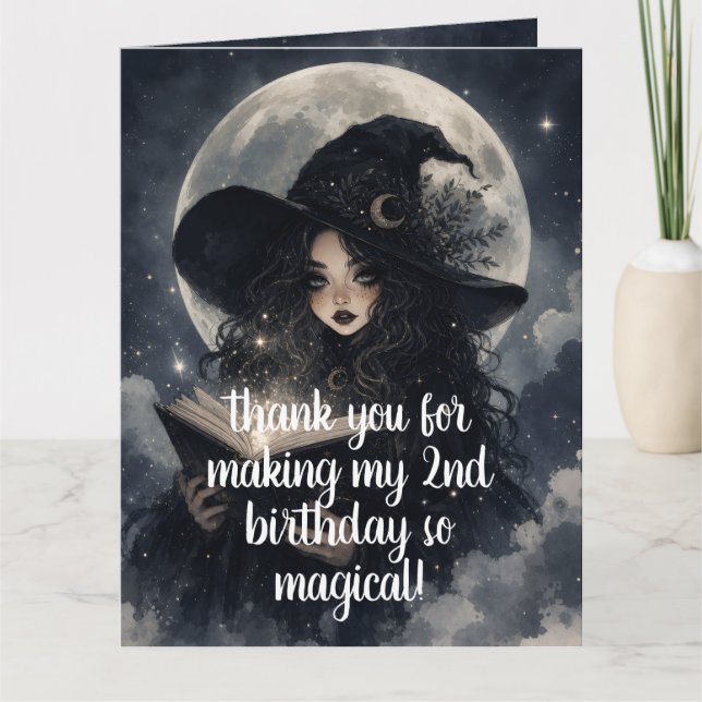 fête d'anniversaire de sorcière de 2 ans || cartes (Devant)