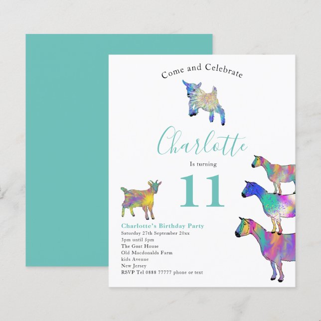 Fête d'anniversaire des chèvres colorées (Devant / Derrière)
